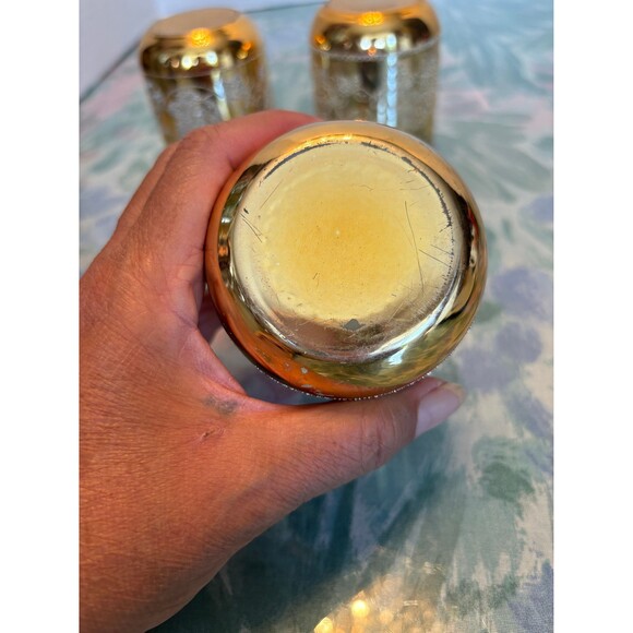 Mid Century Gold Stripes with 2 Etched Leaves and Grapes and 1 Floral - Picture 7 of 7